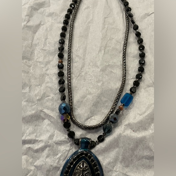 Chico’s vintage statement necklace blue gray tones - Picture 4 of 6